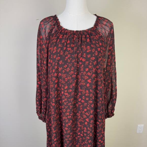 Melrose and Market Floral Chiffon Longsleeve Maxi Dress US Women's S - Picture 2 of 6